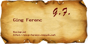 Ging Ferenc névjegykártya